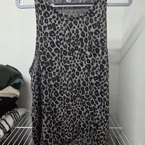Roxy Black and Gray Leopard Tank Top